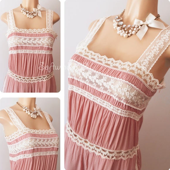 Last☝️ Pink Lace Vtg Open Back Sweet CUTE Romper - Picture 3 of 8